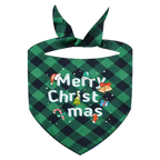 Green plaid Christmas pet bandana with candy canes and bells
