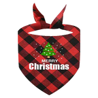 Red plaid Christmas pet bandana with Christmas tree