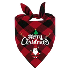 Red plaid Christmas pet bandana with Santa
